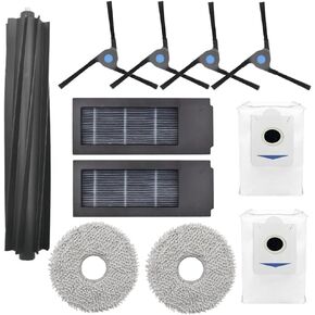 16 قطعة استبدال كيس الغبار فلتر HEPA لـ Ecovacs Deebot X2/ X2 Omni / X2pro / DEX86 قطع غيار المكنسة الكهربائية، 4 فرشاة جانبية، 4 مرشحات هيبا، 4 وسادات ممسحة، 4 أكياس غبار in Kuwait