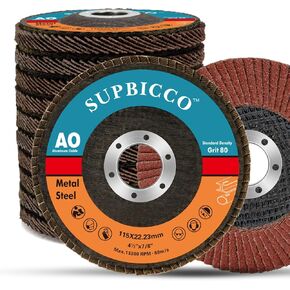 60 Grit Flap Discs, 4 1/2 x 7/8 Inch Grinding Sanding Wheel for Angle Grinder, 4.5" Type 29 Premium and Industrial Grade Aluminum Oxide Abrasives Flap Disk (10 Pack)