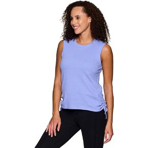 RBX Active Cotton Blend Workout Tank Top for Women, Side Tie Breathable Sleeveless Muscle Tee Yoga Tunic with Plus Sizes