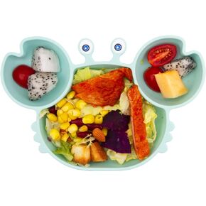 Toddler Plate, Portable Baby Plates for Toddlers and Kids, BPA-Free Strong Suction Plates for Toddlers, Dishwasher & Microwave Safe Silicone Placemat 9x6x1.4 inch