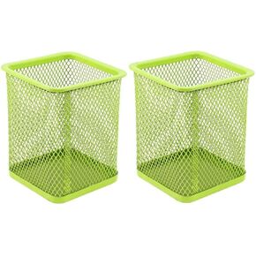 Saim Desktop Organier, Metal Mesh Square Pen Holder,Home Office Desk Tidy Organizer - 2 Pcs,Black