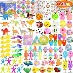 160 PCS Easter Egg Fillers, Easter Basket Stuffers, Easter Party Favors for Kids Boys Girls, Easter Toys Pack Easter Egg Hunt Easter Eggs Filled Gift Goodie Bags Classroom Prize Treasure Box