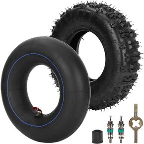 RUTU 4.10/3.50-6 4.10-6 Tire and Inner Tube with TR87 Bent Valve Stem for Go Karts Chinese ATV Quads 4 Wheelers Mini Bike Wheelbarrows Tractors Lawn Mowers Snow Blowers