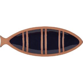 Primitives by Kathy Striped Fish Decorative Tray, Blue, 12" x 4.25" x 1"