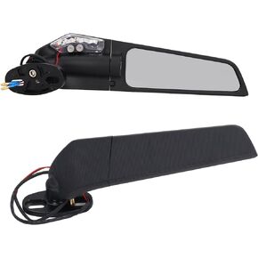 Diydeg Motorcycle Mirrors, 2pcs Adjustable Rotating Modified Motorcycle Rearview Mirror Wind Wing Side Mirrors with Wide Viewing Angle, Motorcycle Wing Rearview Mirror for Ninja 250 300 H2 H4