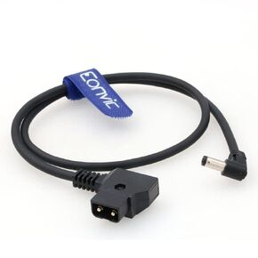 Eonvic D-Tap Male to DC 5.5x2.5mm Coiled Cable for DSLR Rig Power V-Mount Anton Battery (Right Angle DC)
