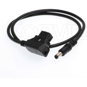 Eonvic D-Tap Male to DC 5.5x2.5mm Coiled Cable for DSLR Rig Power V-Mount Anton Battery (Right Angle DC)
