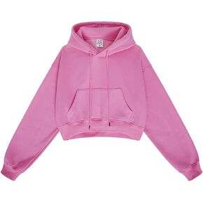 ECUPPER Womens Long Sleeve Cropped Hoodies Fleece Lined Winter Thick Sweatshirt Casual Pullover Top with Pockets