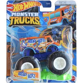 Hot Wheels Monster Trucks Bread Boys, Snack Pack 1/6 Includes Connect and Crash Car