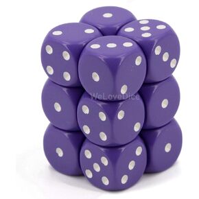 Chessex CHX25607 Dice - Opaque: 12D6 Purple/White