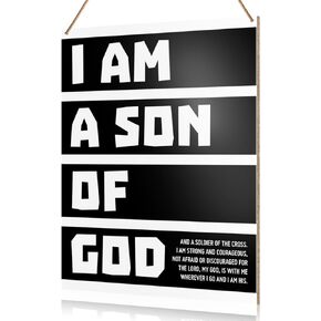 Boy Room Wall Sign Hanging Decor, I Am a Son of God, Christian Nursery Boy Bedroom Teen Room Playroom Scripture Wooden Decor Nursery Bible Verse Decoration