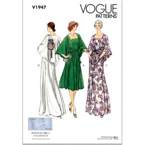 Vogue Misses’ Vintage 1970's Evening Dress Sewing Pattern Packet, Design Code V1947, Sizes 18-20-22-24-26