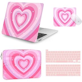 Seorsok متوافق مع حافظة 2022 M2 MacBook Pro 13 بوصة 2021 إصدار 2020-2016 M1 A2338/A2289/A2251/A2159/A1989/A1706/A1708 حافظة بلاستيكية صلبة وغطاء واقٍ وحقيبة ولوحة مفاتيح، قلب وردي