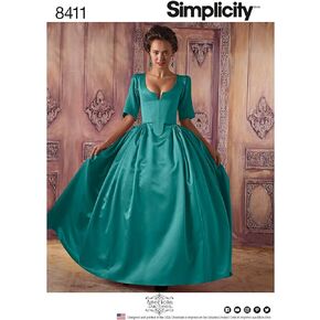 Simplicity 8411 18th Century Gown and Panniers Women's Historical Costume Sewing Pattern, Sizes 6-14