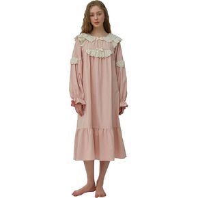 ULLALA Pajamas for Women Vintage Long sleeve 30'S Cotton Lily2t One-Piece Peach Soft Sleepwear 1Piece one Size in Kuwait