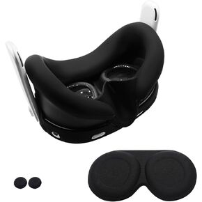 IFOYO Face Pad Cover for Quest 3, Silicone VR Face Cover & 2 Grip Button Cases Washable Sweatproof VR Face Cushion Cover Accessories Compatible with Meta Quest 3