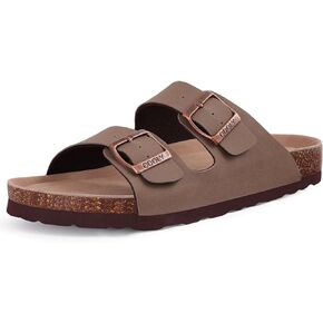Women's Cork Footbed Slide Sandal, Arch Support Summer Outdoor Sandals with Adjustable Buckle