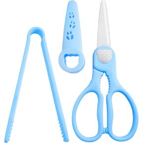 Ceramic Scissors for Baby Food Set,Baby Food Scissors with Tongs,Portable Toddler Shears with Protective Blade Cover and Travel Case,Ideal for Noodles, Meat, Chicken, Veggies and Fruits