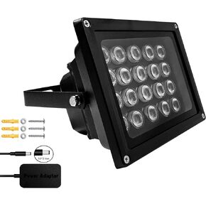 JC 210ft Infrared Illuminator, 20 LEDs 90 Degree Wide Angle IR Illuminator for Night Vision,Waterproof LED Infrared Flood Light Black
