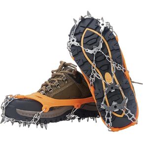 Crampons for Hiking Boots, Shoes, Anti Slip 19 Stainless Steel Crampons Ice Cleats Traction Snow Grips Safe Protect for Women Men Kids Walking Climbing
