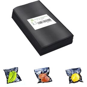 CANLENPK 6x10Inch/15x25cm Black Back and Clear Front Vacuum Sealer Bags,Food Storage Bag,Seal Meal Snack Fruit Nut,Boil Steam Heat Freeze,Commercial Grade Heavy Duty Sealable Bags (100PCS)