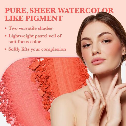 2-in-1 Cheek Tint Blush Contour Palette Hot Living Coral Blush High Pigment Blush Cheek Tint Compact Powder Makeup Blush Cheek Stain Face Makeup Powder Blush Face Korean Beauty Blush (0.30 fl oz) in Saudi Arabia