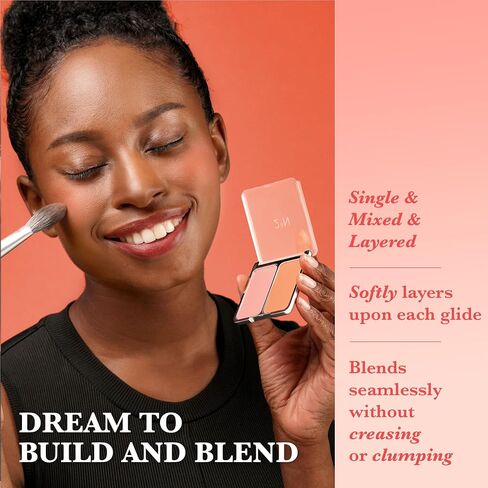 2-in-1 Cheek Tint Blush Contour Palette Hot Living Coral Blush High Pigment Blush Cheek Tint Compact Powder Makeup Blush Cheek Stain Face Makeup Powder Blush Face Korean Beauty Blush (0.30 fl oz) in Saudi Arabia