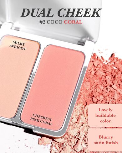 2-in-1 Cheek Tint Blush Contour Palette Hot Living Coral Blush High Pigment Blush Cheek Tint Compact Powder Makeup Blush Cheek Stain Face Makeup Powder Blush Face Korean Beauty Blush (0.30 fl oz) in Saudi Arabia