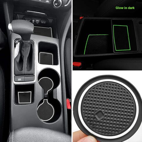 auovo Anti-dust Mats for kia Optima k5 Accessories 2016-2020 Car Cup Holder Inserts,Center Console Liner,Door Pocket Liner Mat Pad Rubber Premium Custom(16pcs/Set) (Red) in Kuwait