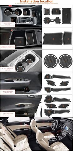 auovo Anti-dust Mats for kia Optima k5 Accessories 2016-2020 Car Cup Holder Inserts,Center Console Liner,Door Pocket Liner Mat Pad Rubber Premium Custom(16pcs/Set) (Red) in Kuwait