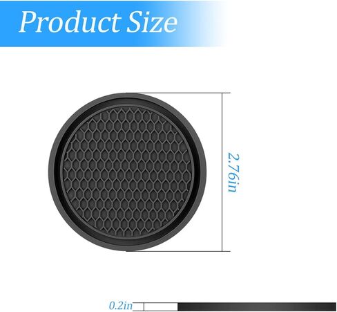 Car Cup Coaster, 4 Pack Universal Non-Slip Cup Holders Embedded in Ornaments Coaster, 2.75 Inch Durable PVC Car Coaster, Suitable for Most Car Interior Accessories (Black) in Saudi Arabia
