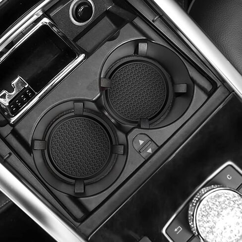 Car Cup Coaster, 4 Pack Universal Non-Slip Cup Holders Embedded in Ornaments Coaster, 2.75 Inch Durable PVC Car Coaster, Suitable for Most Car Interior Accessories (Black) in Saudi Arabia