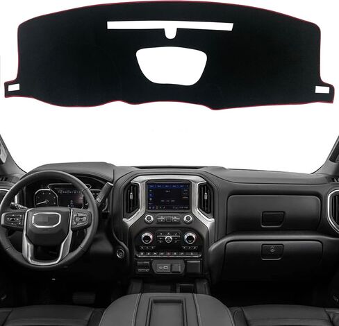 Dash Mat Cover Custom for GMC Sierra 1500 Fit for 2019 2020 2021 Chevrolet Silverado 1500 2500 3500 Dashboard mat Covers Accessories (GMC Sierra Embroidery Black Rim) in Saudi Arabia