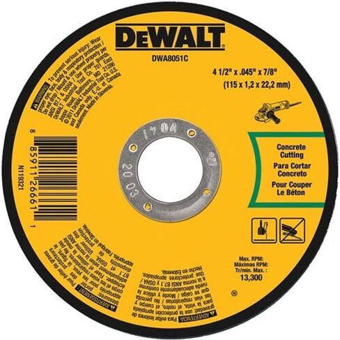 عجلة قطع البناء من DEWALT DWA8051C، مقاس 4-1/2 بوصة × 0.045 بوصة × 7/8 بوصة in Saudi Arabia