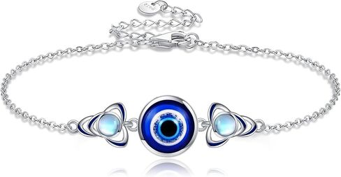 Evil Eye/Lotus Bracelet 925 Sterling Silver Evil Eye Bracelet Celtic Jewelry Lotus Flower Gifts for Women Girls in Saudi Arabia