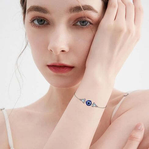 Evil Eye/Lotus Bracelet 925 Sterling Silver Evil Eye Bracelet Celtic Jewelry Lotus Flower Gifts for Women Girls in Saudi Arabia