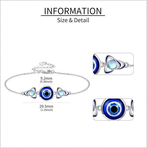 Evil Eye/Lotus Bracelet 925 Sterling Silver Evil Eye Bracelet Celtic Jewelry Lotus Flower Gifts for Women Girls in Saudi Arabia