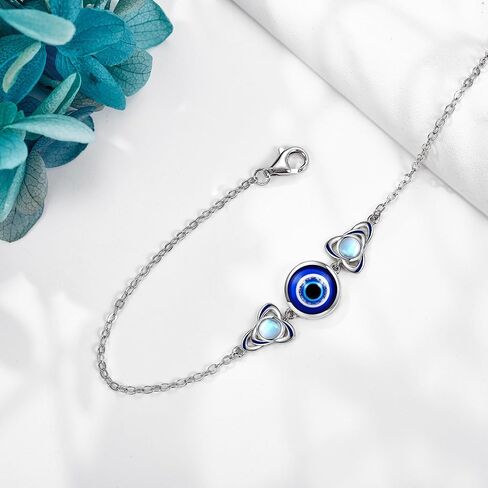 Evil Eye/Lotus Bracelet 925 Sterling Silver Evil Eye Bracelet Celtic Jewelry Lotus Flower Gifts for Women Girls in Saudi Arabia