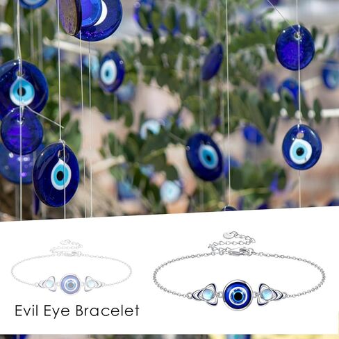 Evil Eye/Lotus Bracelet 925 Sterling Silver Evil Eye Bracelet Celtic Jewelry Lotus Flower Gifts for Women Girls in Saudi Arabia
