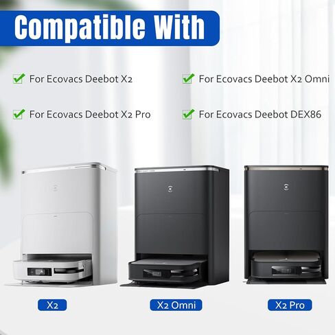16 قطعة استبدال كيس الغبار فلتر HEPA لـ Ecovacs Deebot X2/ X2 Omni / X2pro / DEX86 قطع غيار المكنسة الكهربائية، 4 فرشاة جانبية، 4 مرشحات هيبا، 4 وسادات ممسحة، 4 أكياس غبار in Kuwait