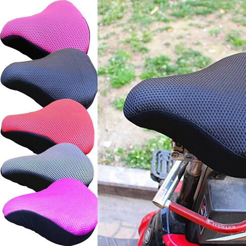 Bike Seat Cushion Cover - Extra Soft Exercise Bike Seat Cover - Bicycle Seat Covers Cushion for Bicycle Saddles - 3D Mesh Bicycle Saddle Cover for Men and Women(Random Color) in Saudi Arabia