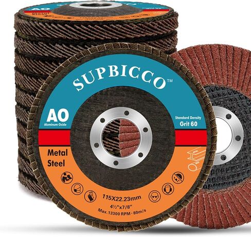 60 Grit Flap Discs, 4 1/2 x 7/8 Inch Grinding Sanding Wheel for Angle Grinder, 4.5" Type 29 Premium and Industrial Grade Aluminum Oxide Abrasives Flap Disk (10 Pack) in Saudi Arabia