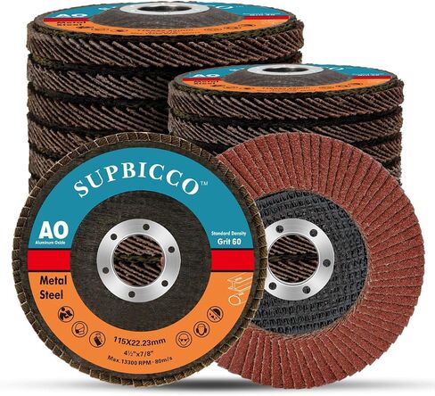 60 Grit Flap Discs, 4 1/2 x 7/8 Inch Grinding Sanding Wheel for Angle Grinder, 4.5" Type 29 Premium and Industrial Grade Aluminum Oxide Abrasives Flap Disk (10 Pack) in Saudi Arabia