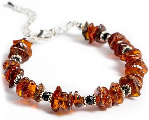 Baltic Amber Stones Bracelet for Women Easily Adjustable Jewelry wrist size from 5.9inch to 9.1 Dark Cognac in Saudi Arabia