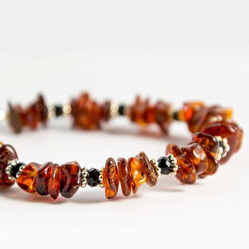 Baltic Amber Stones Bracelet for Women Easily Adjustable Jewelry wrist size from 5.9inch to 9.1 Dark Cognac in Saudi Arabia