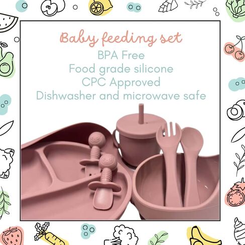 Baby Feeding Set 10 Piece | Baby Led Weaning Utensils Set Includes Suction Bowl and Plate, Baby Spoon and Fork, Sippy Cup with Straw and Lid | Baby Feeding Supplies Set in Saudi Arabia