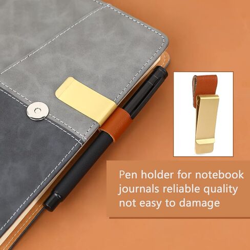 Metal Pen Holder for Notebook,4 Pcs Pen Clip for Notebook Retro Style Pen Loop Holder Bookmark Pen Holder Clip PU Leather Pen Holder Pen Sleeve with Stainless Steel Clip for Journal, Planner, Notebook in Saudi Arabia