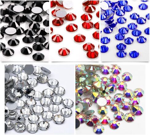 1440 Pcs Flat Back Rhinestones, Bling Rhinestones for Nail Decoration, Large Rhinestones for Crafting, Bulk Rhinestones(Black, 4.6-4.8mm) in Saudi Arabia