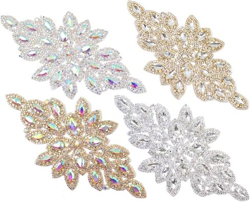 1 قطعة AB كريستال حجر الراين زين لحام الزجاج زهرة التصحيح DIY بها بنفسك خياطة على فستان الزفاف فستان حزام الملحقات. (YH Z001-الذهب) in Kuwait