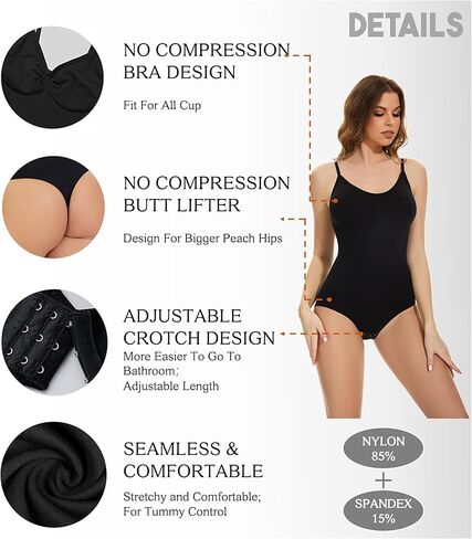 Tummy Control Shapewear Thong Slimming Bodysuit for Women Seamless Sleeveless Butt Lifting Tank Tops in Saudi Arabia